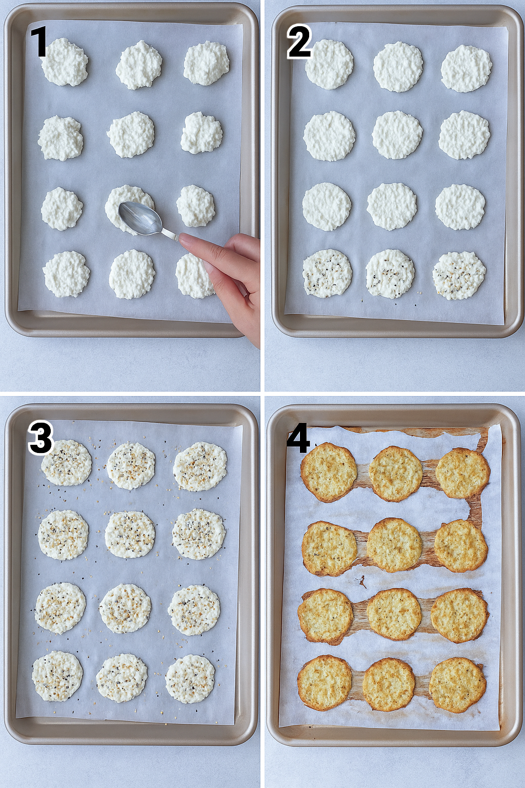 preparing-low-fat-cottage-cheese-chips-recipe preparing low fat cottage cheese chips recipe on tray
