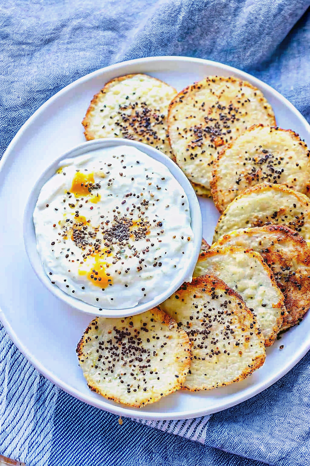 low fat cottage cheese chips recipe card with steps