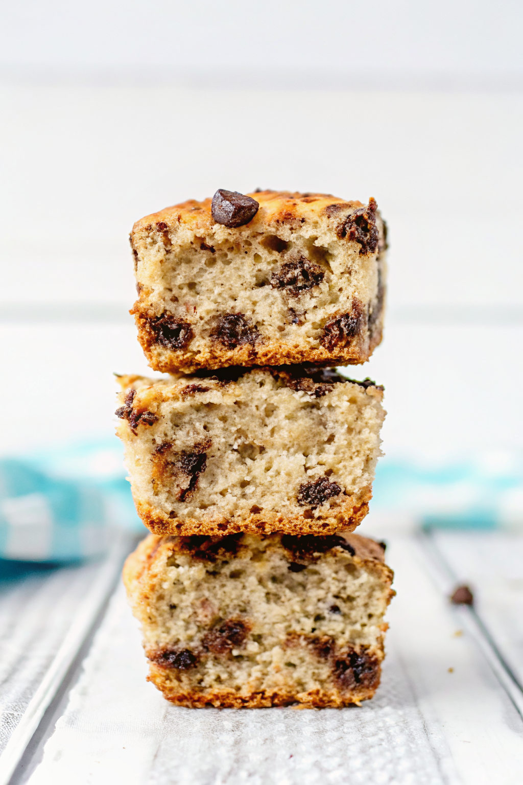 Recipe card for cottage cheese keto chocolate chip muffins
