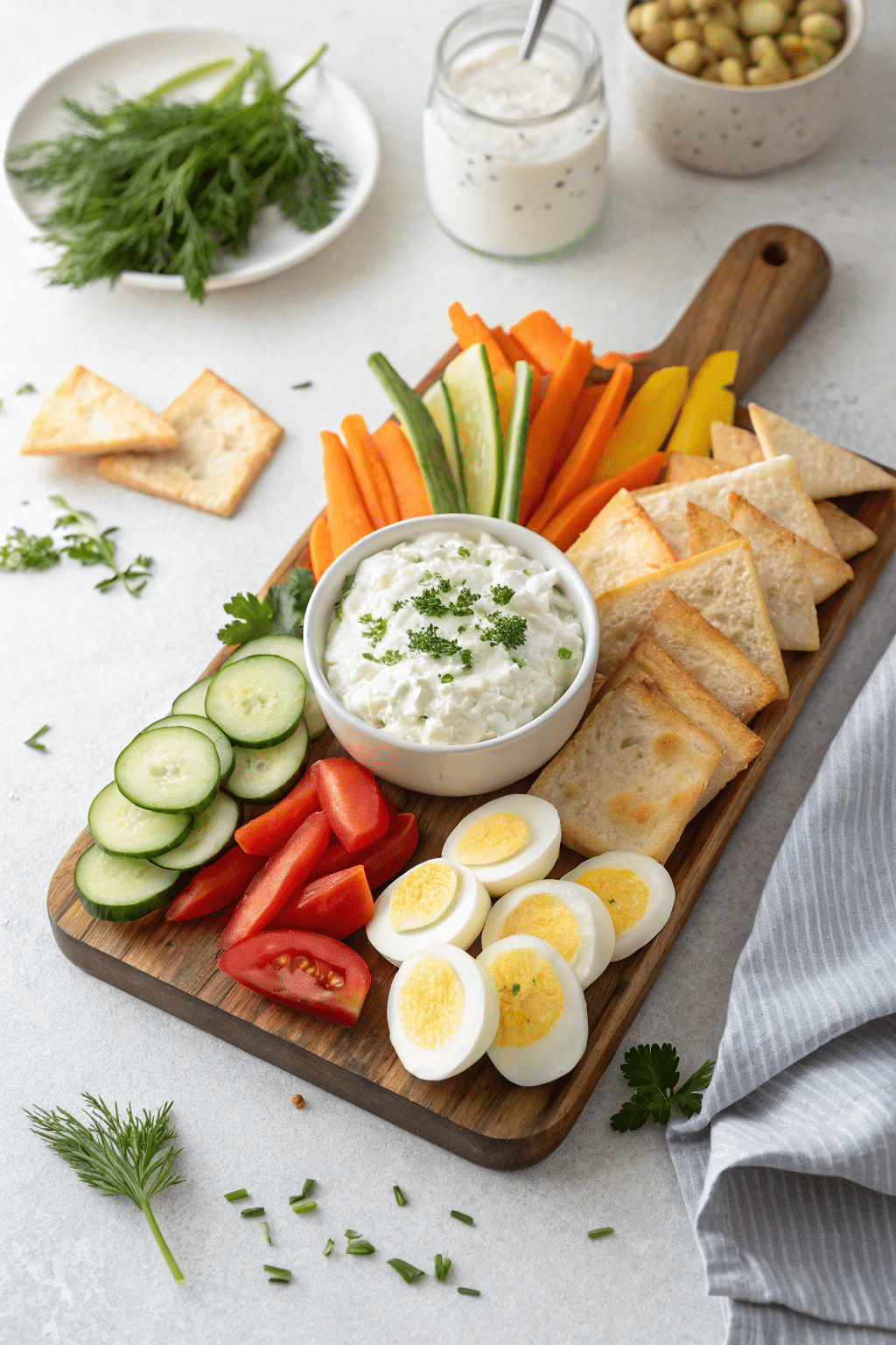 cottage-cheese-egg-chips-snack-board cottage cheese and egg chips snack board
