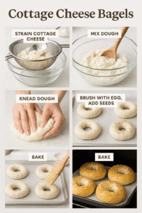 Step-by-step process for making cottage cheese bagel