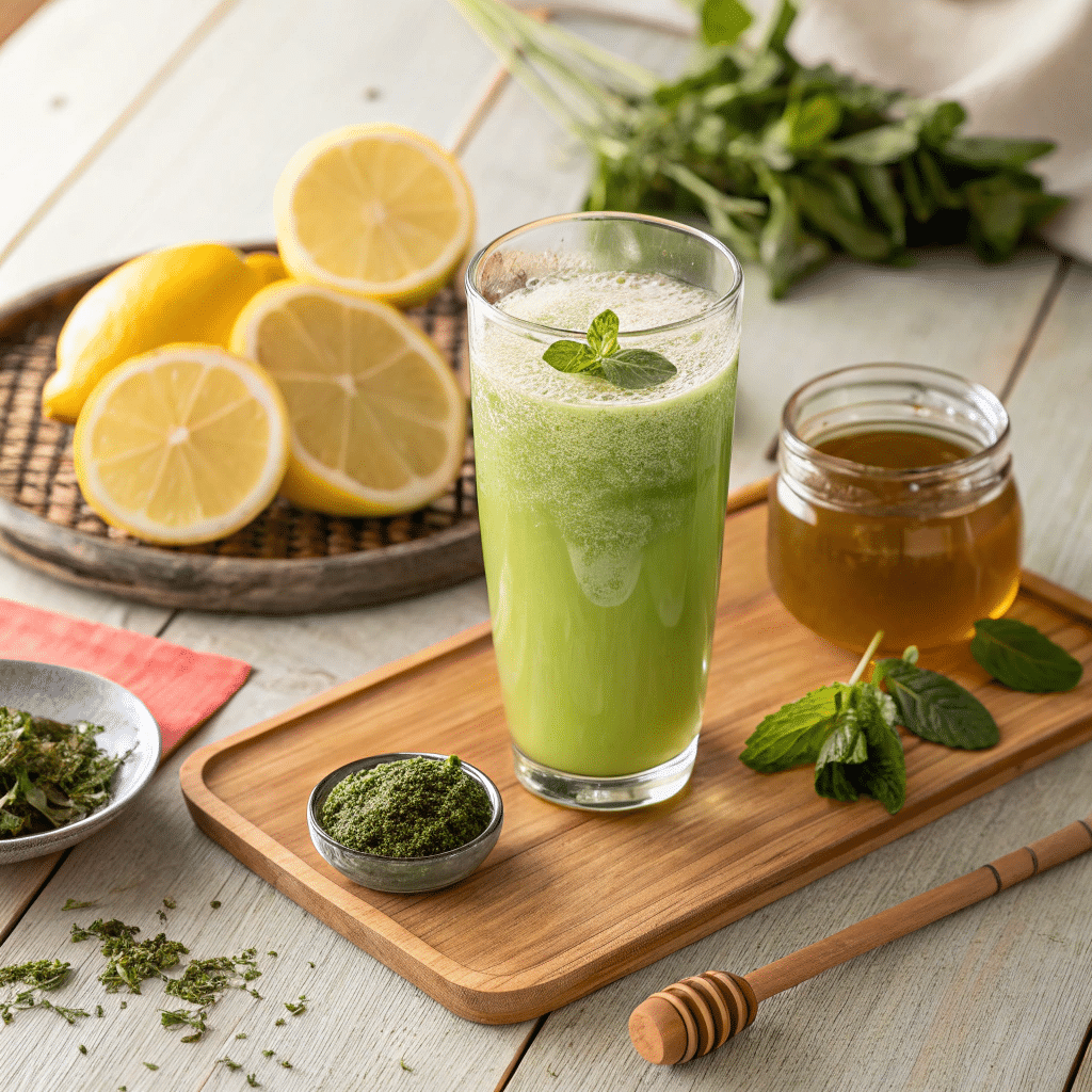 Natural Mounjaro Drink served with lemon and mint