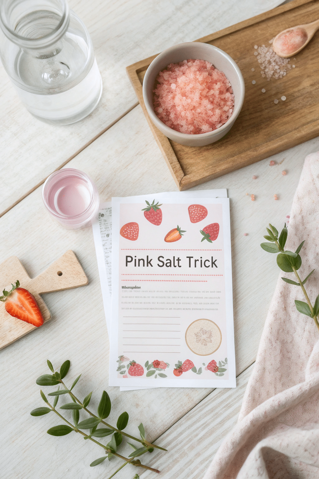 Recipe card for Oprah pink salt water trick