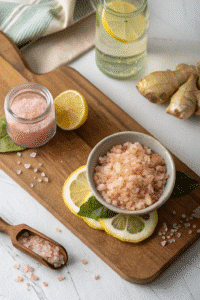 Ingredients for Oprah pink salt trick