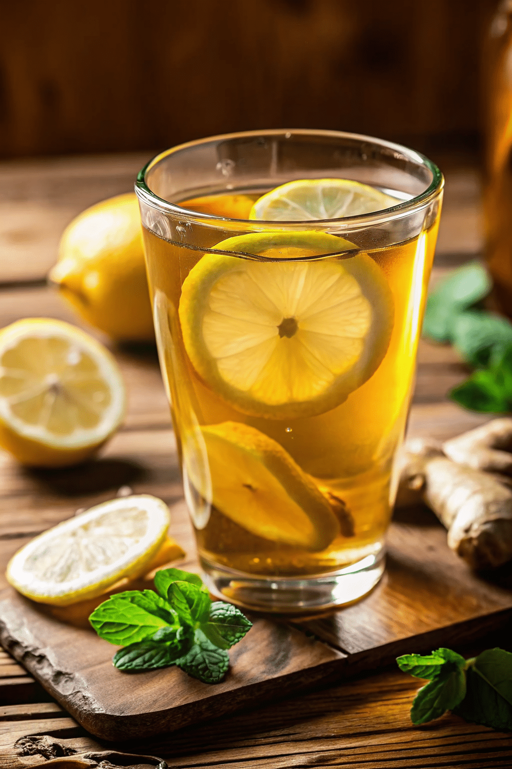 japanese-mounjaro-fat-burn-drink.jpg Japanese Mounjaro tea in a clear mug with lemon slice